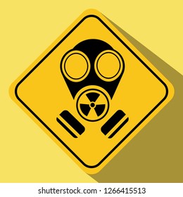 Simple drawing of a sign with the image of a gas mask, long shadow