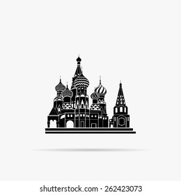 Silueta de dibujo simple de la catedral de San Basilio, Moscú, Rusia.