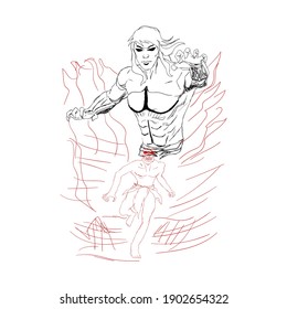 Simple drawing sketch, line art, illustration