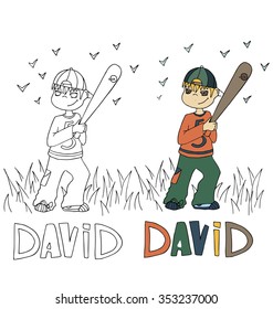 the simple drawing sketches and color with the image of children with different names in the compatibility with the character