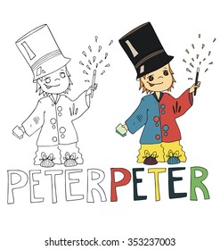 the simple drawing sketches and color with the image of children with different names in the compatibility with the character