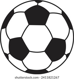 Simple drawing of a soccer ball. The black ball is separated from the background.