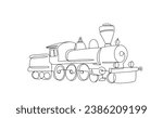 Simple drawing of a train. International Model Railroad Day. One line drawing for different uses. Vector illustration.