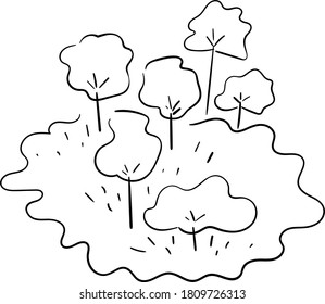 simple  drawing of trees and graphic style