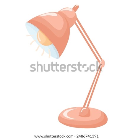 Simple drawing of a vector table lamp. Students, class, school supplies, back to school concept. Office lamp isolated on white background