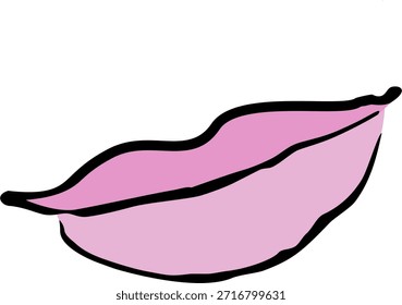 
simple drawing of woman's lips with pink color and black lines on a white background
