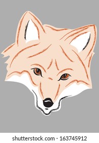 Simple Drawn Fox Head on Grey Background - background removable for different effect