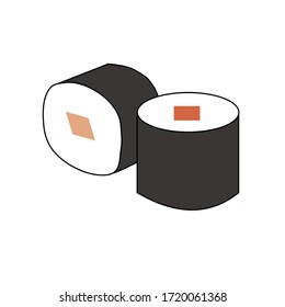 simple drawn maki sushi vector transparent background