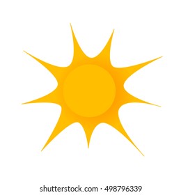 Simple drawn sun on white background.. Gradient cartoon sun. Sun for summer event.