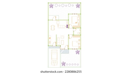 simple dream house blueprint illustration type 60, vector simple minimalist housing layout blueprint
