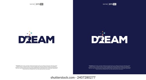 simple dream wordmark logo negative space Reaching Star fun design template