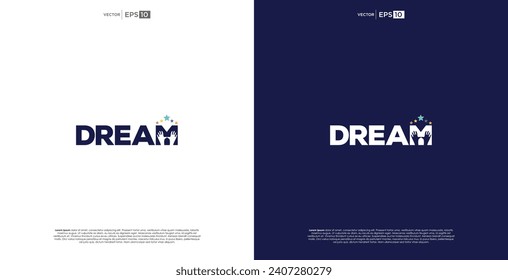 simple dream wordmark logo negative space Reaching Star fun design template
