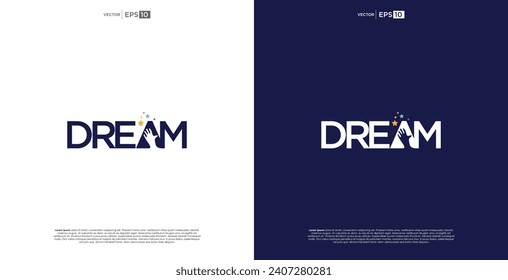 simple dream wordmark logo negative space Reaching Star fun design template