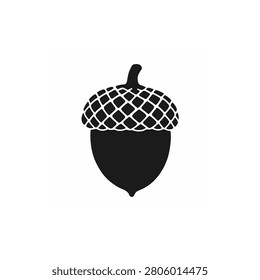 A simple dried oak acorn silhouette featuring a textured cap and clean smooth nut