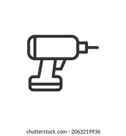 Simple drill line icon. Premium symbol in stroke style. Design of drill icon. Vector illustration.