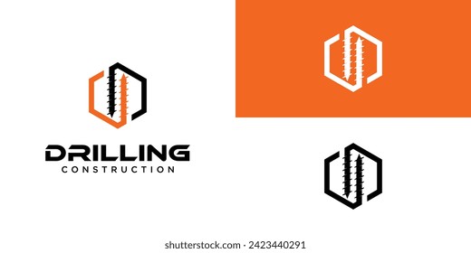 Simple drilling logo design with modern style| premium vector