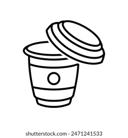 Simple drink cup line icon on white background.