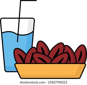 simple drink and date fruit icon illustration design