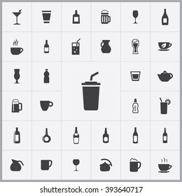 Simple drink icons set. Universal drink icons to use for web and mobile UI, set of basic drink elements