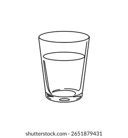 A simple drinking glass in a clean, minimalist line art style. An outline icon of a tumbler for water, juice, or other cold beverages.