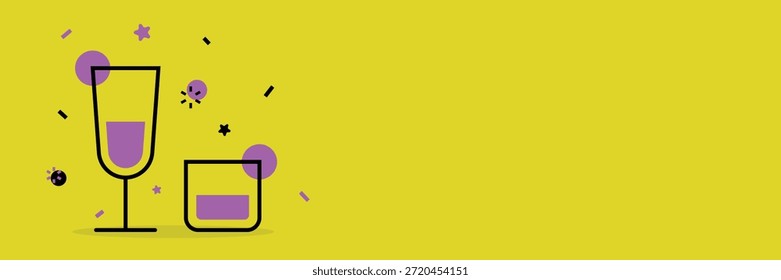 Ilustración de bebidas simples sobre fondo amarillo con un poco de espacio vacío para texto adecuado para anuncios, Sitios web y promociones.