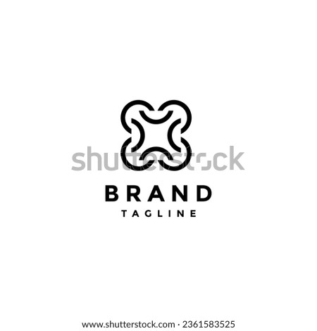Simple Drone Icon Curved Line Logo Design. Simple Curved Lines Form a Drone Icon Design.