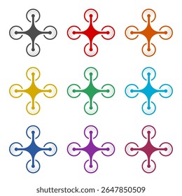 Einfaches Drohnen-Symbol einzeln auf weißem Hintergrund. Symbole bunt einstellen
