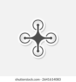 Simple drone icon sticker isolated on gray background