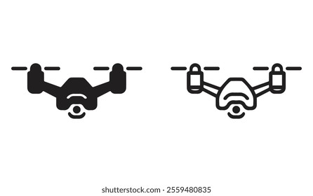 Simple drone icons are isolated on a white background. silhouette outline and fill in the drone icon 