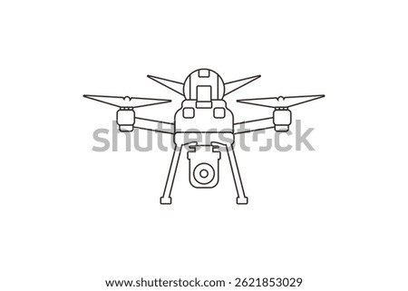 Simple drone illustration in line art vector. deal for drone services, aerial photography, tech blogs, and UI design elements.