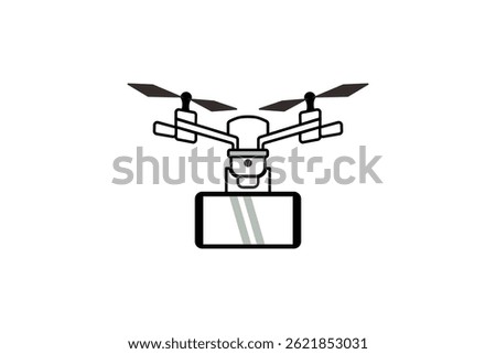 Simple drone illustration in line art vector. deal for drone services, aerial photography, tech blogs, and UI design elements.