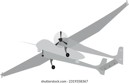 Simple drone or pilotless plane illustration. Remote controlled war drone vector. 