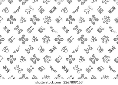 Simple Drones Icons and Signs Seamless Pattern for Background