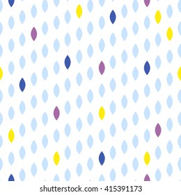 Simple drop polka dot blue shape seamless pattern. Vector geometric row background. Polkadot pattern. Dotted scandinavian ornament.