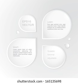 Simple drop shaped scalable minimal vector design for web page menus, layouts, text boxes - white edition