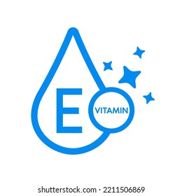 Simple drop water line vitamin E icon symbol blue isolated on a white background for mobile app and websites. Vector illustration.