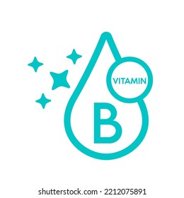 Simple drop water line vitamin B icon symbol green isolated on a white background for mobile app and websites. Vector illustration. svg