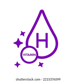 Simple drop water line vitamin H icon symbol purple isolated on a white background for mobile app and websites. Vector illustration.