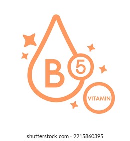 Simple drop water line vitamin B5 icon symbol orange isolated on a white background for mobile app and websites. Vector illustration.