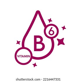 Simple drop water line vitamin B6 icon symbol purple isolated on a white background for mobile app and websites. Vector illustration.