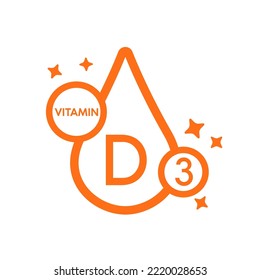 Simple drop water line vitamin D3 icon symbol orange isolated on a white background for mobile app and websites. Vector illustration.