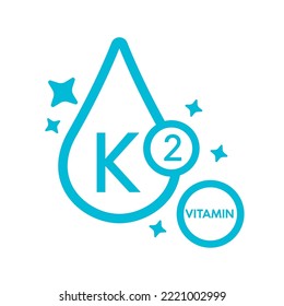 Simple drop water line vitamin K2 icon symbol blue isolated on a white background for mobile app and websites. Vector illustration.