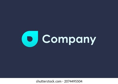 Simple Droplet Logo. Blue Initial Letter D with Waterdrop Combination isolated on Blue Background. Flat Vector Logo Design Template Element for Nature and Branding Logos.