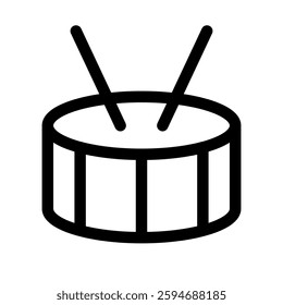 Simple drum and drumsticks icon. Vector.