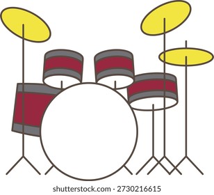 Einfache Drum-Set-Illustration für Bandmusik, Rhythmustraining und Ausbildung