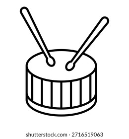 Icono simple de tambor y palos. Vector.