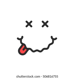 simple drunk emoji face icon. concept of avatar, illness, sickness, flu, ill, symptom, disease, alcoholic, inebriation. flat style trend modern logotype graphic design on white background