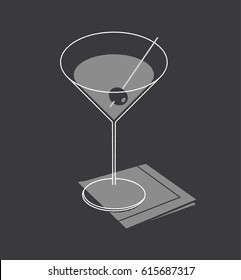 Simple Dry martini vodka gin olive
