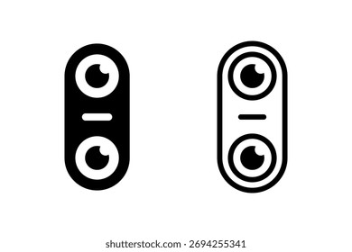Simple dual camera icon isolated on white background.