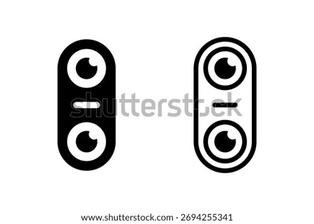 Simple dual camera icon isolated on white background.
